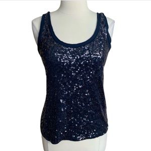 J. CREW Top Navy Sequins Tank Size Small